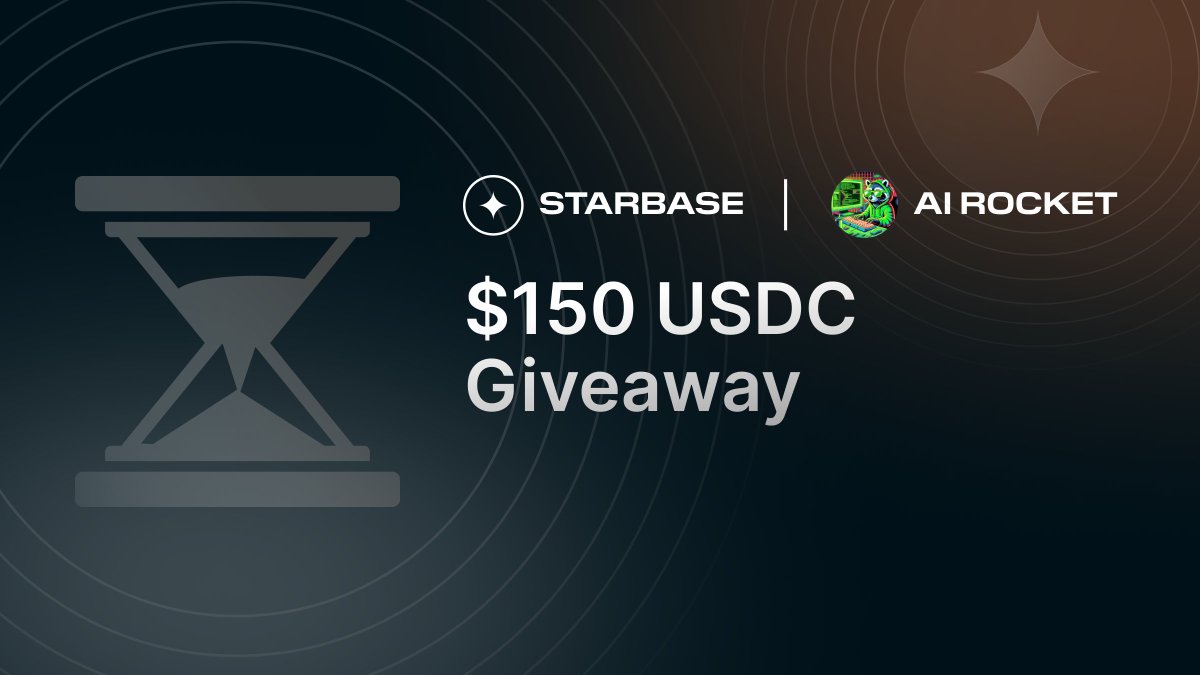 Exciting times ahead as users of <a href="/airocket_agent/">AI Rocket</a>  will be able to prompt for swaps, limit orders and DCAs using <a href="/starbase_ag/">Starbase</a> 's DeFi product suite.

⭐DeFAI execution is underway 🚀

To commemorate this, we are hosting a $150 USDC giveaway!  

🎁 $150 Prize pool for 5 winners