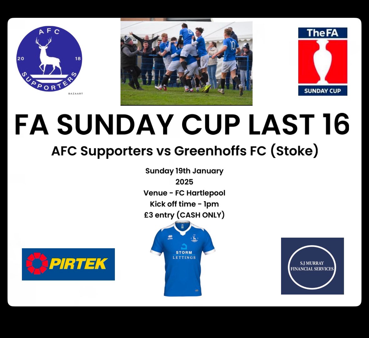 FA SUNDAY CUP! 

This weekend at <a href="/FC_Hartlepool/">FC Hartlepool</a> 

To see if we can make the National Quarter Finals!

Come and support us 🔵⚪️🔵⚪️