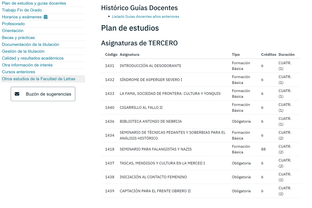 están también como raras las asignaturas de historia de este año