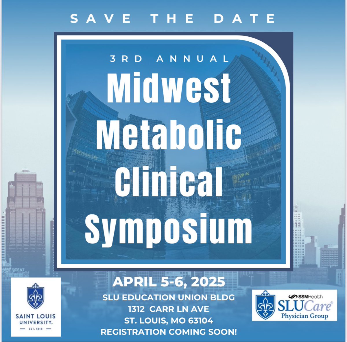 The annual Midwest Metabolic Symposium is happening 4/5-4/6. Save the date! Registration information to follow soon. New format with abstract submission/presentation, and awards!