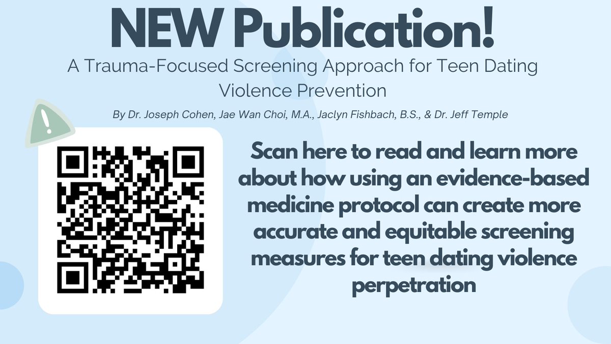 STEPP Lab (@labstepp) on Twitter photo New Pub Alert!🚨 Check out the STEPP lab's newest publication examining a trauma-focus screening approach to teen dating violence prevention #research #psychology #violenceprevention
link.springer.com/article/10.100… New Pub Alert!🚨 Check out the STEPP lab's newest publication examining a trauma-focus screening approach to teen dating violence prevention #research #psychology #violenceprevention
link.springer.com/article/10.100…
