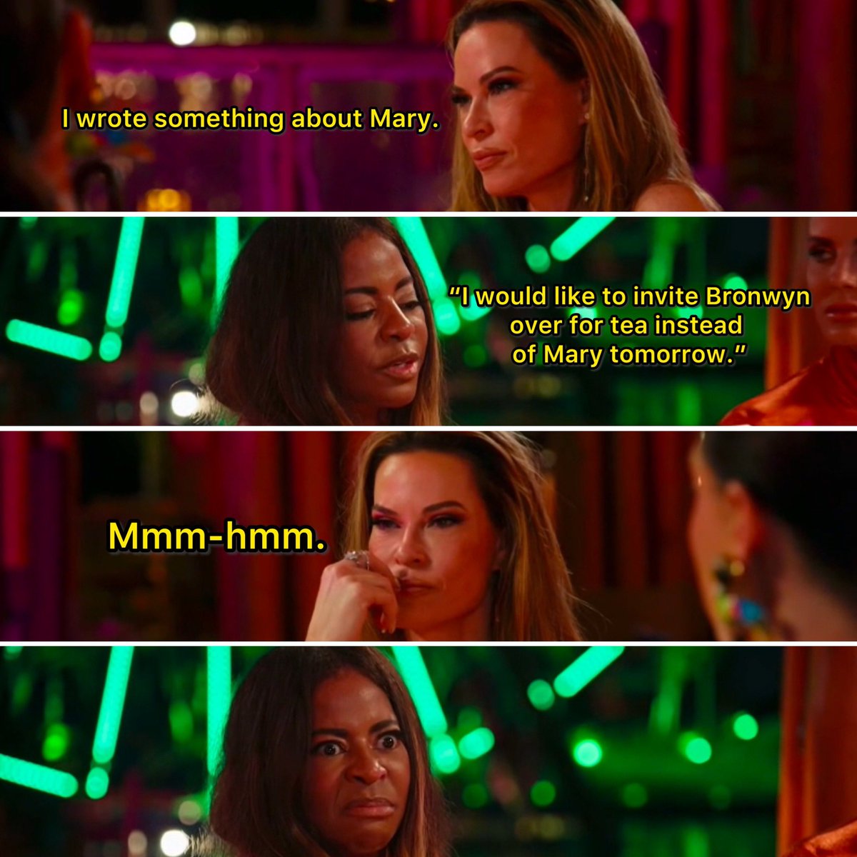 queensofbravo's tweet photo. We were all Mary when she read Britani’s text message to her 🤣 #RHOSLC https://t.co/tj4y3XxPdQ