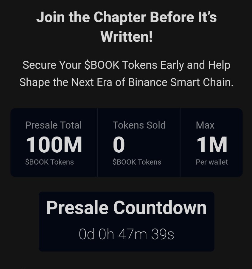 MintStakeShare's tweet photo. Are you ready to become a co-author of $BOOK?

~ 40 minutes left for the presale! Now's the time to get that $BOOK and start writing the BSC history💙

🎫Presale: https://t.co/dwMgtSO9s3

We will have the AMA today at 18:00 UTC!

📢AMA: https://t.co/tBECrRXA5u https://t.co/WVwJzizQdQ