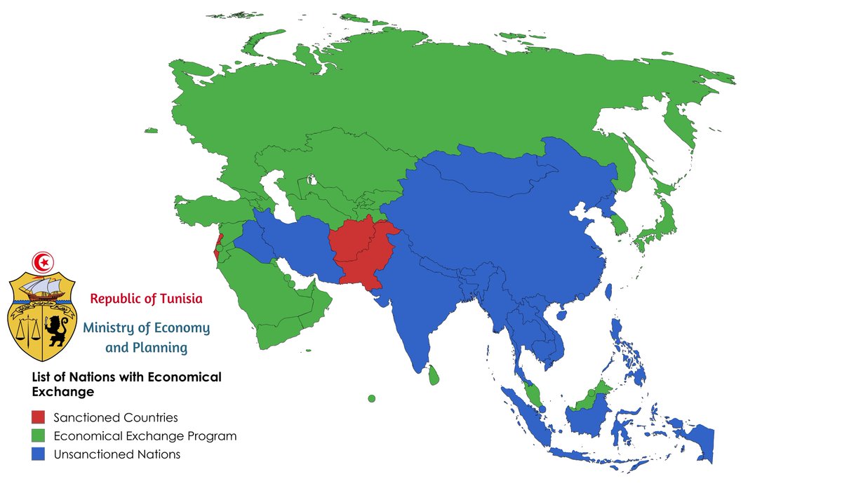 CarthagenaTV's tweet photo. 🌍 Tunisia’s Economic Exchange Policy

📍 Green = Economic Partnerships | Blue = Neutral Exchange | Red = Sanctioned

🚫 Pakistan: Sanctioned for aggressive actions and violations of diplomatic norms.

Learn More:https://t.co/VEQOMAdNZF
#Tunisia #EconomicPolicy #GlobalDiplomacy https://t.co/oZUpd4ommj