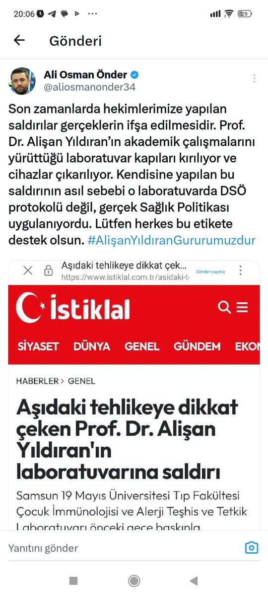 Tıp dünyasında güvendiğim birkaç doktordan biri olan 
#AlişanYıldıranGururumuzdur