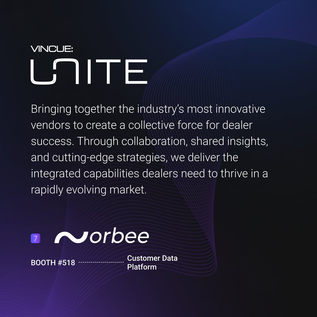 Orbee is thrilled to join forces with the industry’s most innovative vendors as part of <a href="/vincueauto/">VINCUE</a> UNITE.

The VINCUE UNITE Partner Network brings together eight powerhouse companies—MAXOFFER by <a href="/CarMax/">CarMax</a>, Rapid Recon driven by Vehlo, <a href="/drivecentric/">DriveCentric</a>, LotWalk, <a href="/CarNowOfficial/">CarNow</a>,