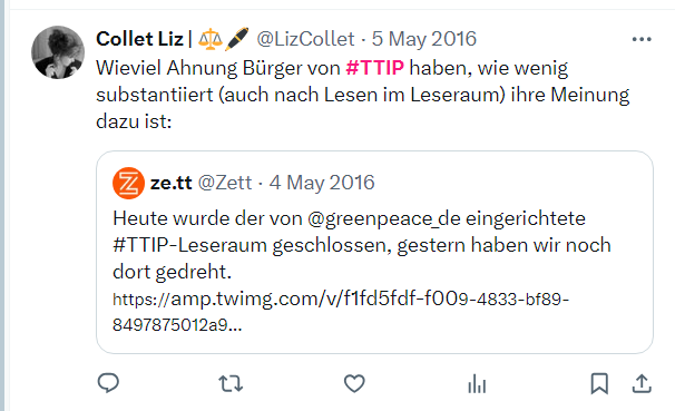 LizCollet's tweet photo. Nun, ER mag sich jetzt (nicht früher vor Ablauf von Verjährungsfristen von Sanktionen für den Leak!) dafür belobhudeln lassen.
Konsequenzen für Handel, für D mit Strafzöllen u.a.m. kümmern ihn Zero, die das für Bürger hat, letztere verstehen es auch noch nicht, wie 2016 #TTIF https://t.co/HezDAin2bY