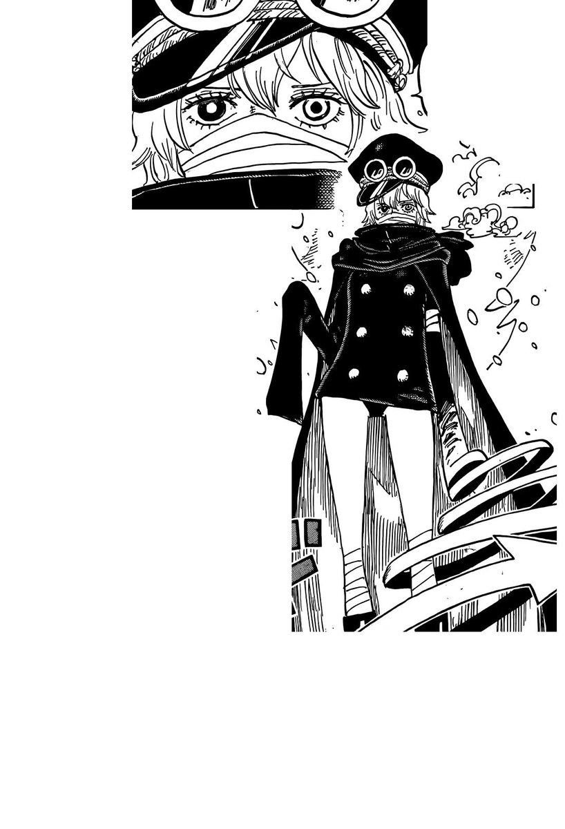 tea_with_hunny's tweet image. Gunko’s outfit stands out to me as an older style Japanese school uniform called the Gakuran. This style was usually for boys with the famous black jacket and noticeable front buttons. The cap is reminiscent of the old uniforms as well.
#ONEPIECE1136 #OPSPOILERS