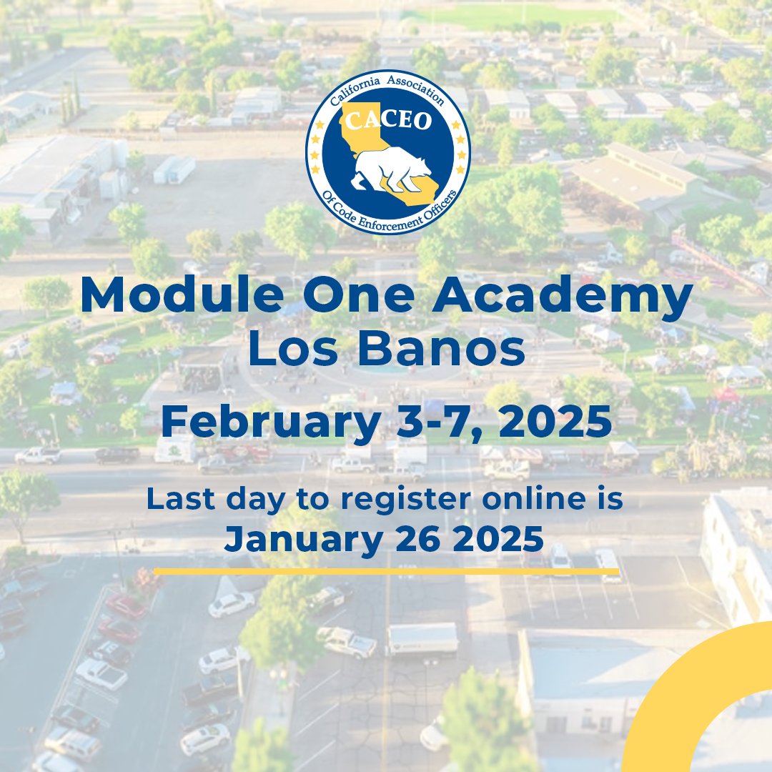 CACEOTweets's tweet photo. This 40 hour basic course 📚 will cover the basic foundation and principles of code enforcement. ✍️

Click here for more details and to register 🔗 https://t.co/nDv7EiV1Y4

#CACEO #CodeEnforcement #ProfessionalDevelopment #LosBanos https://t.co/EeVHQP8nQ1