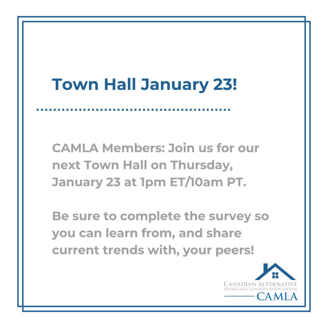 CAMLA Members: Don’t miss our Town Hall Thurs, Jan 23!

Complete our brief survey (link in today’s Town Hall email). We’ll be discussing the results during the Town Hall.

If you have topics to discuss during the Town Hall, email Dan Nguyen: dnguyen@camla.ca.

#TownHall #CAMLA