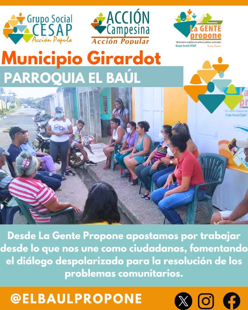 ElBaulPropone's tweet image. Desde La Gente Propone apostamos por trabajar desde lo que nos une como ciudadanos, fomentando el diálogo despolarizado para la resolución de los problemas comunitarios. 

#SomosCesap
#50AñosDeAcciónPopular
#AcciónCampesina