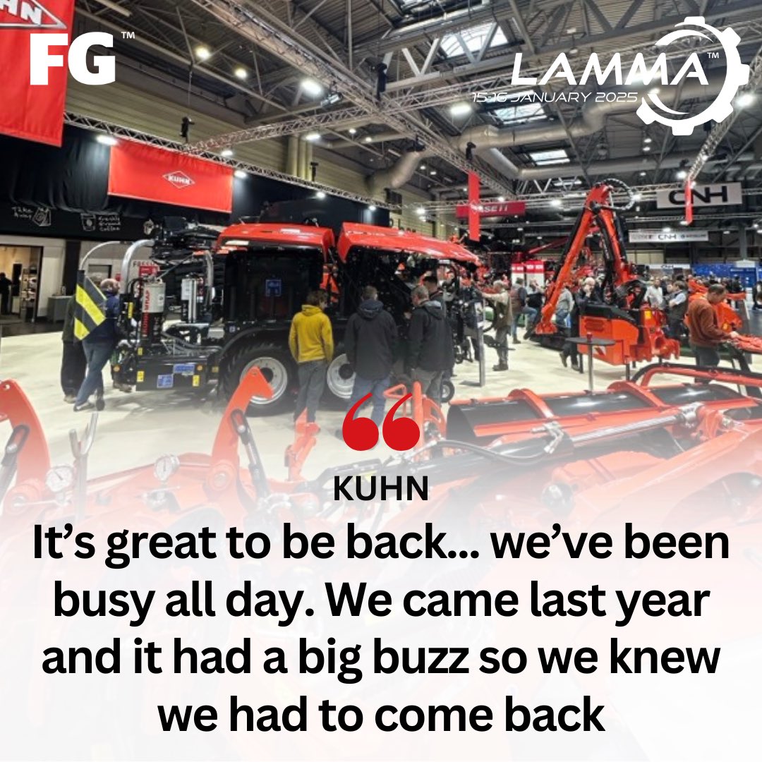 FarmersGuardian's tweet photo. 🗣️@KUHN_UK had a belting time at #LAMMAshow, how was yours?! 💯🚜👌
- - - 
#LAMMA25 #lamma #farming #agriculture #kuhn #farmlife https://t.co/LKmJbuG5ka