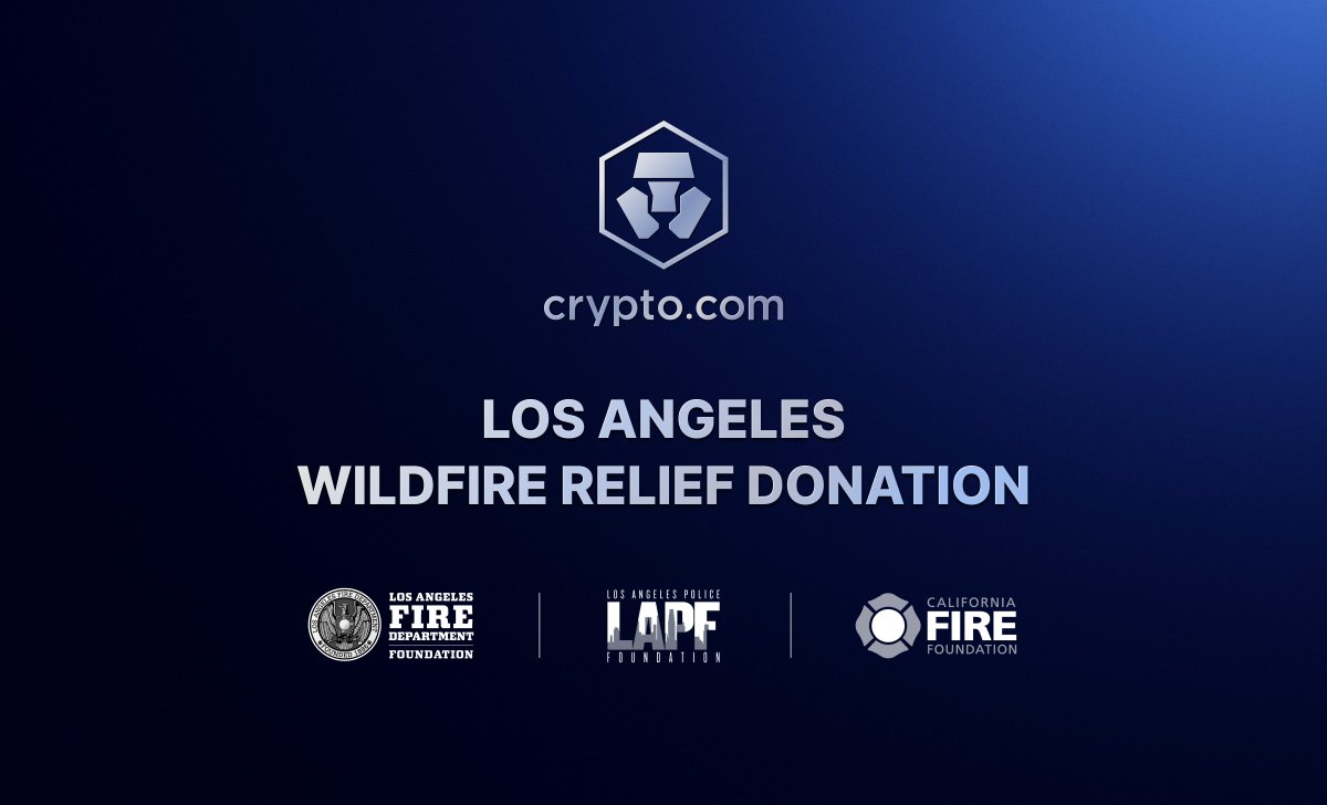 Our hearts are with those impacted by the tragic wildfires in Los Angeles, a city that is a core to the Crypto.com community.

We are committed to supporting our community and are pledging $1 million to support efforts by heroic first responders.

More details 👉