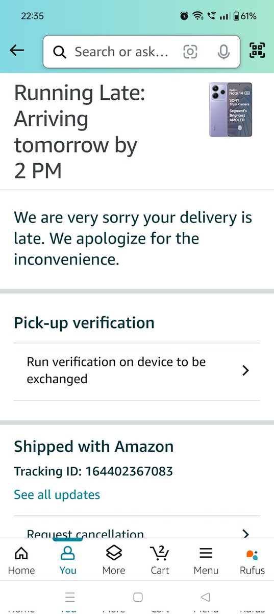 raj_beri's tweet photo. @JeffBezos @amazonIN #amazoneindia 
Buy on 13 still waiting for my order, this happens in Delhi, Which type of service u PPL providing, promised delivery on 14 but today is 16
#AmazonGreatRepublicDaySale @amazon @AmazonNews_IN https://t.co/MhYNnrbh0S