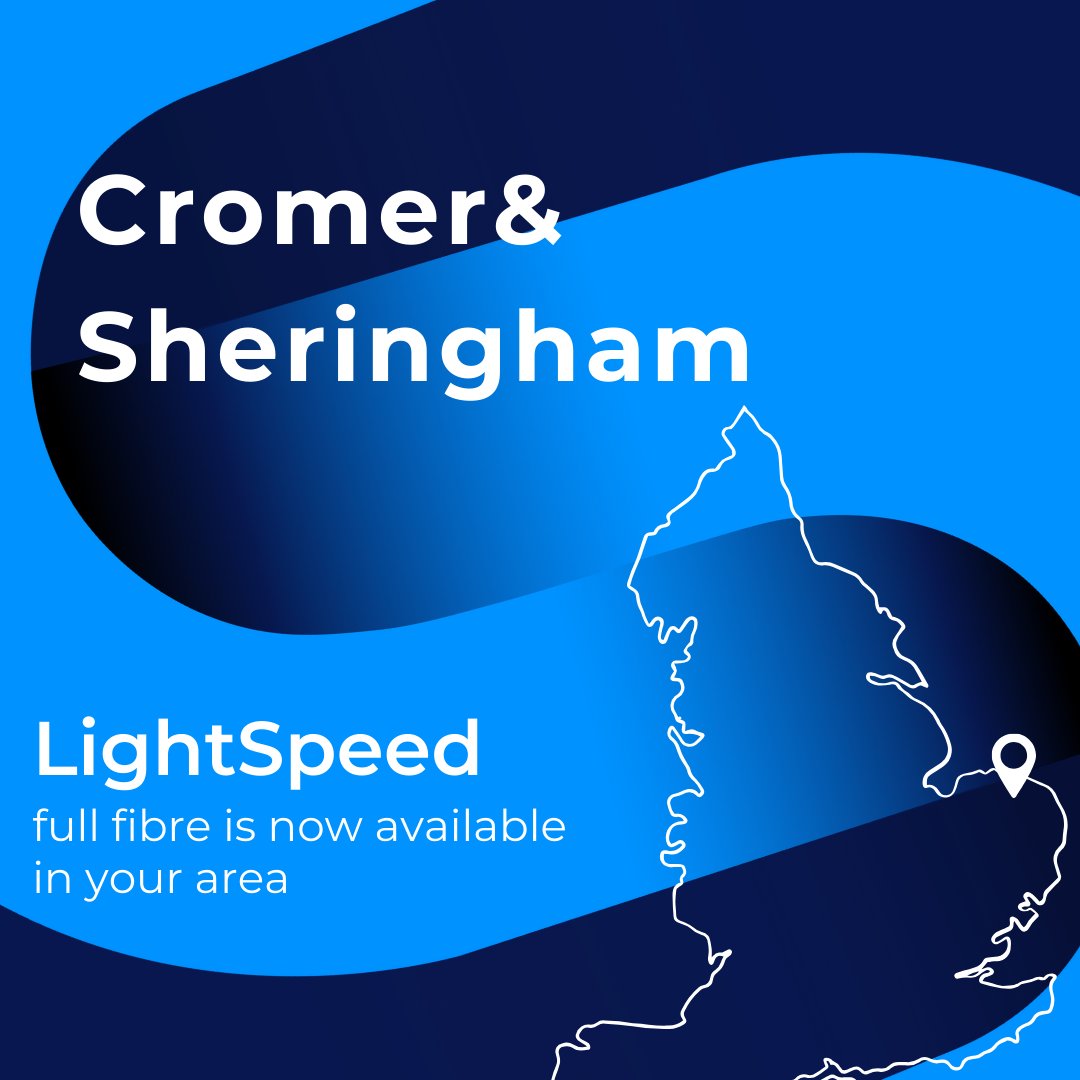Cromer and Sheringham, you are going LightSpeed! We’re thrilled to announce that LightSpeed’s gigabit full fibre broadband is now available in Cromer and Sheringham!

Say goodbye to buffering and slow speeds - hello to seamless streaming, lag-free gaming, crystal-clear video