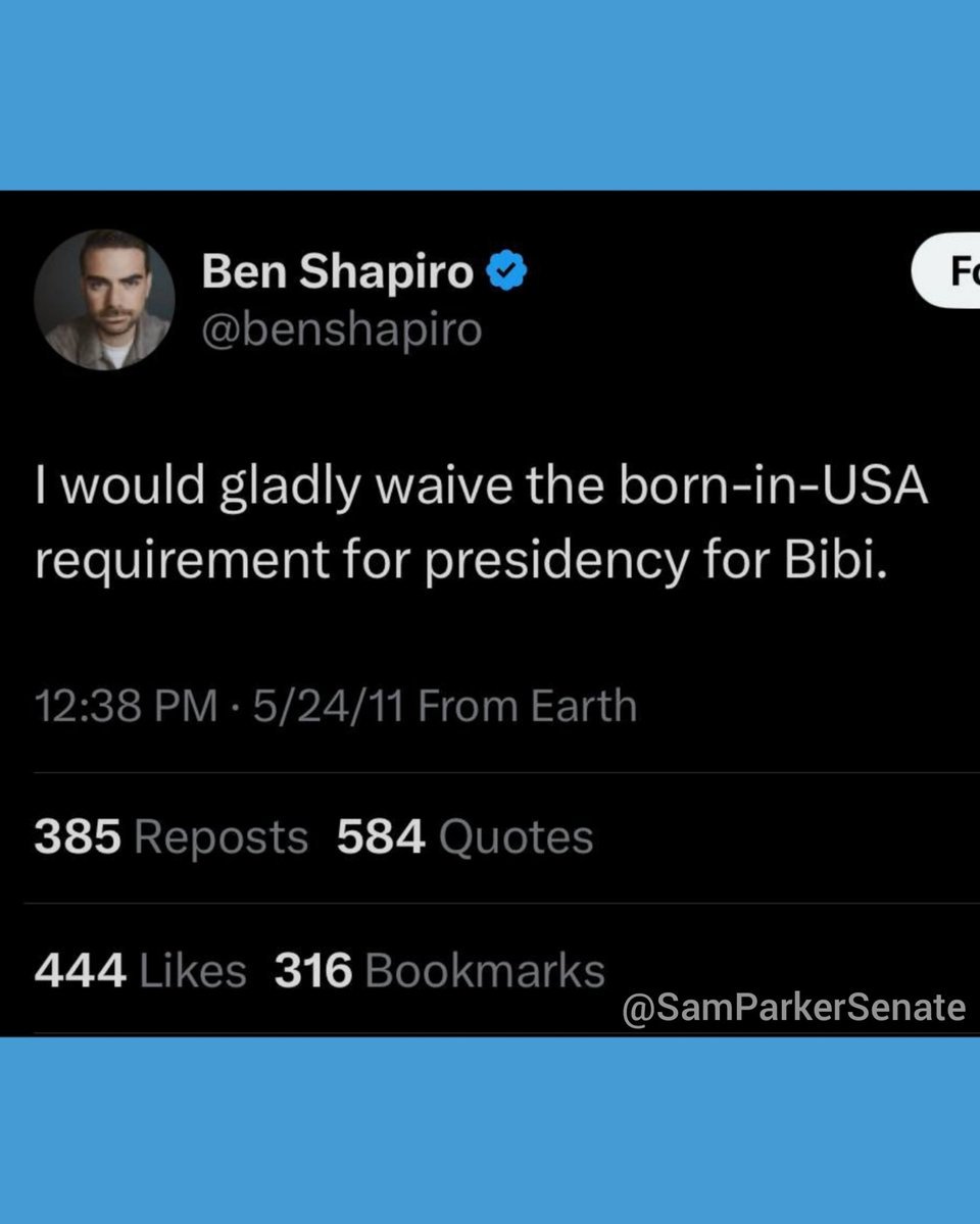 BasedSamParker's tweet photo. Remember these points about Ben Shapiro as you see his flurry of tweets today:
▪️He wants Netanyahu to be President of the US
▪️Is an israeli intelligence operative
▪️Has literally never tweeted any form of "America First"
▪️Is on record explaining that his ultimate loyalty is to israel