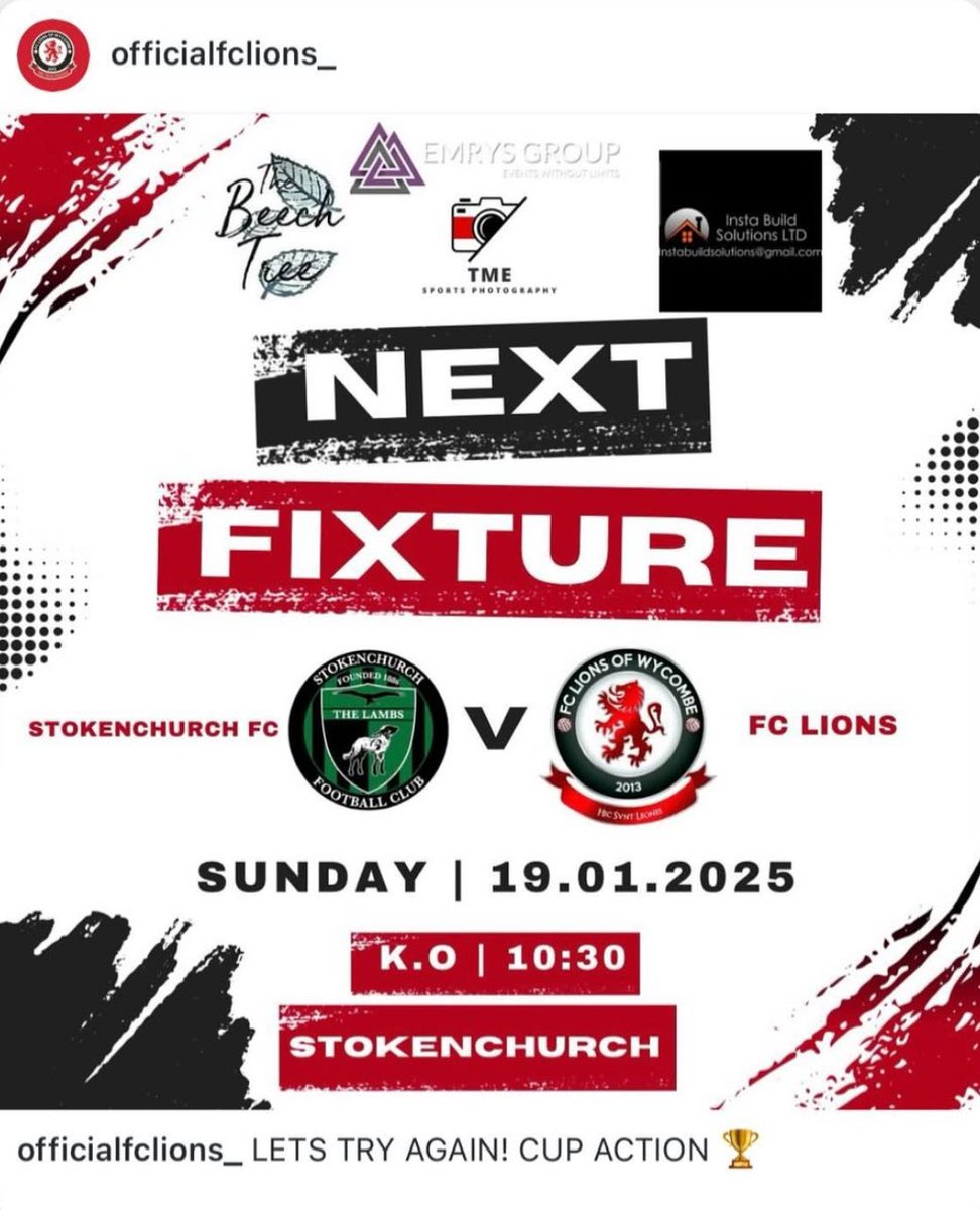 Next up for us this Sunday last 16 fixture v Stokenchurch in Berks &amp; Bucks Sunday Trophy