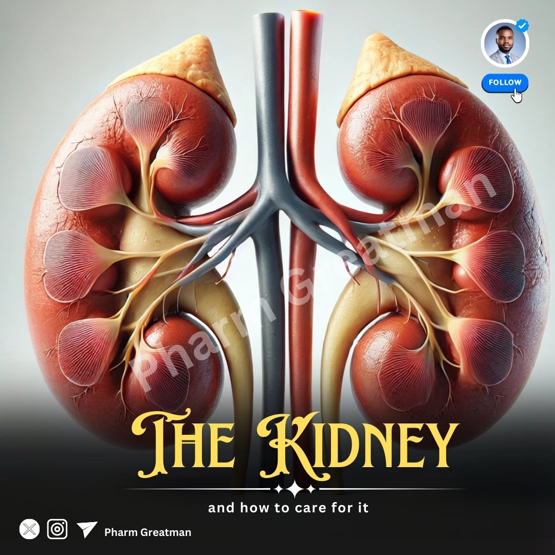 OGreat6's tweet photo. HOW TO CARE FOR YOUR KIDNEYS

The kidneys are vital organs located in your lower back. They perform many critical functions, like removing waste from the body and controlling blood pressure

This is how they work and how to keep them healthy

Check the thread https://t.co/d7SjaJPexo