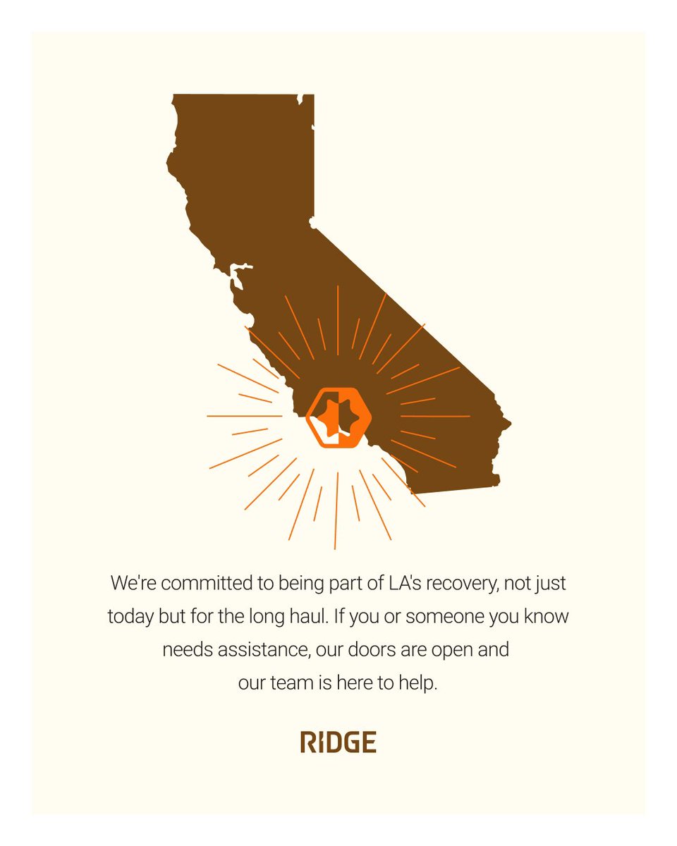 The Los Angeles fires have deeply affected our Ridge family. This city has been our home since we started over a decade ago, and seeing our community face these challenges hits close to heart.

We've teamed up with Clothed LA to turn our Santa Monica office into a donation