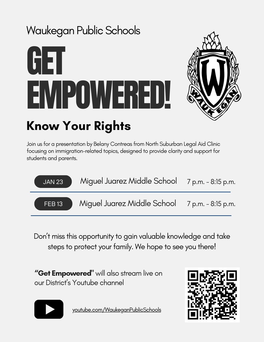 WPS60Supt's tweet photo. Our District will host two special Safe Haven presentations in the coming weeks focusing on immigration-related topics.

The first presentation will take place at 7 p.m. on  January 23, at Miguel Juarez MS.

https://t.co/Zxe6hXbiS8 https://t.co/YYH2foy9NE