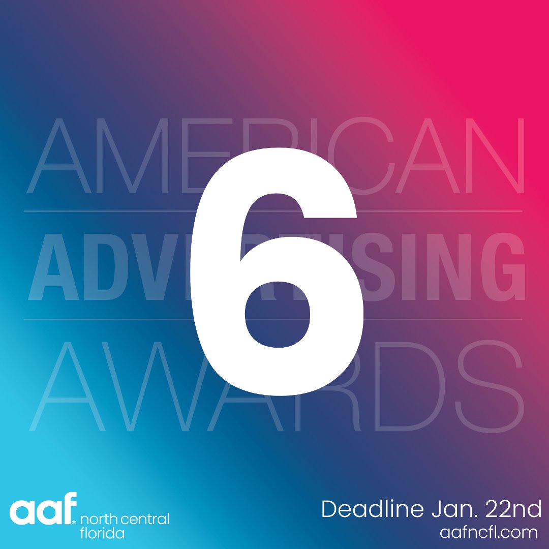 aafncfl's tweet photo. 6 days left to enter the 2025 AAF-NCFL American Advertising Awards! The submission deadline is next Wednesday, Jan. 22nd. Joining AAF-NCFL can save you a bundle on entries! Links in bio. #aaf #aafncfl https://t.co/AVJVhrjPUc