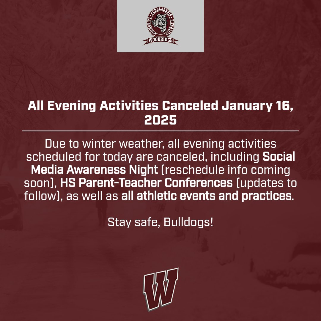 Important update on evening activities: