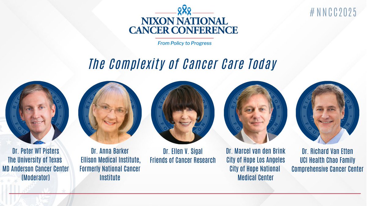 Happening Now!  

The Nixon National Cancer Conference is underway.  Hear from: Dr. Peter WT Pisters, Dr. Anna Barker, Dr. Ellen V. Sigal, Dr. Marcel van den Brink, and Dr. Richard Van Etten as they discuss "The Complexity of Cancer Care Today"  

Tune in here: