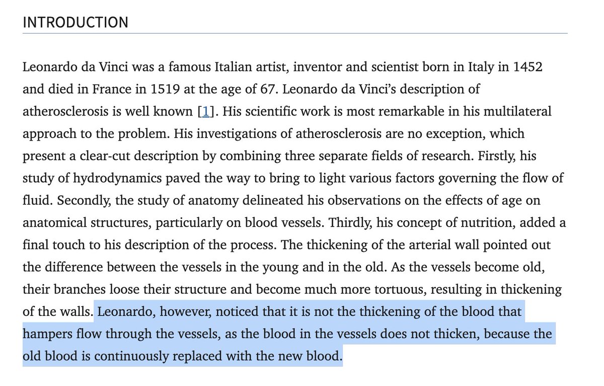 Xalqimizda "qonim quyulipti, davolanishim kerak" degan gap bor. Lekin qon quyuqligi kasallikmasligini, aksincha qon tomirlar devoridagi qalinlashish bunga sababligini XV asrda Leonardo da Vinchi aytgan. Xalqning tibbiy savodxonligi qay darajadaligini shu yerdanam bilsa bo'ladi