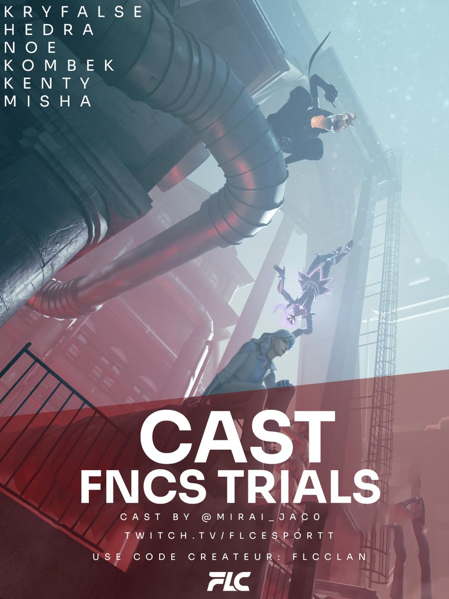 FLCclan_'s tweet image. FNCS Trials - CAST LIVE 🔥

L'équipe @FLCclan_ sur Fortnite est prête à briller avec : 

➡️ @KryFalse 
➡️ @HedraFn 
➡️ @Noefnbr30 
➡️ @kombekfn 
➡️ @kentyfn_ 
➡️ @MishaFNBR 

🎙️ Casté par @Mirai_Jaco

 Rejoignez-nous en direct sur:
📺: twitch.tv/FLCesportt

Utilisez le code…