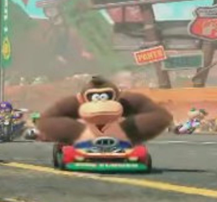 ChipDoesThis's tweet photo. i strive to be as happy as donkey kong in a comically small kart https://t.co/7V9b34pdUc