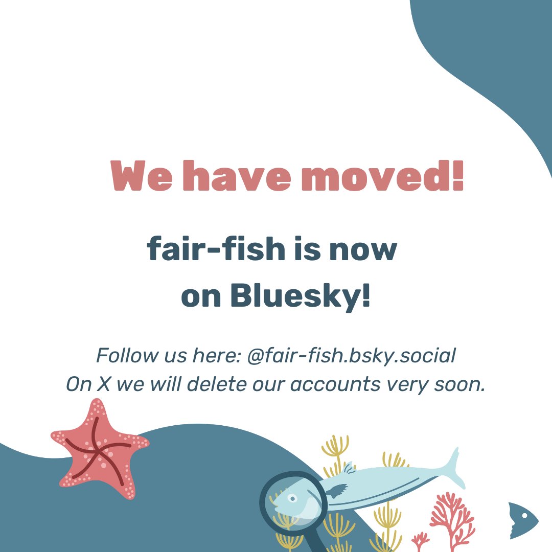 🚨 We have moved! 🚨

Fair-fish is now on Bluesky 🌊🐟 Follow us at @fair-fish.bsky.social to find out all about fish welfare, sustainability and our projects.

This account will be deleted very soon.

💙 Together for a better future for fish!

📍 bsky.app/profile/fair-f…