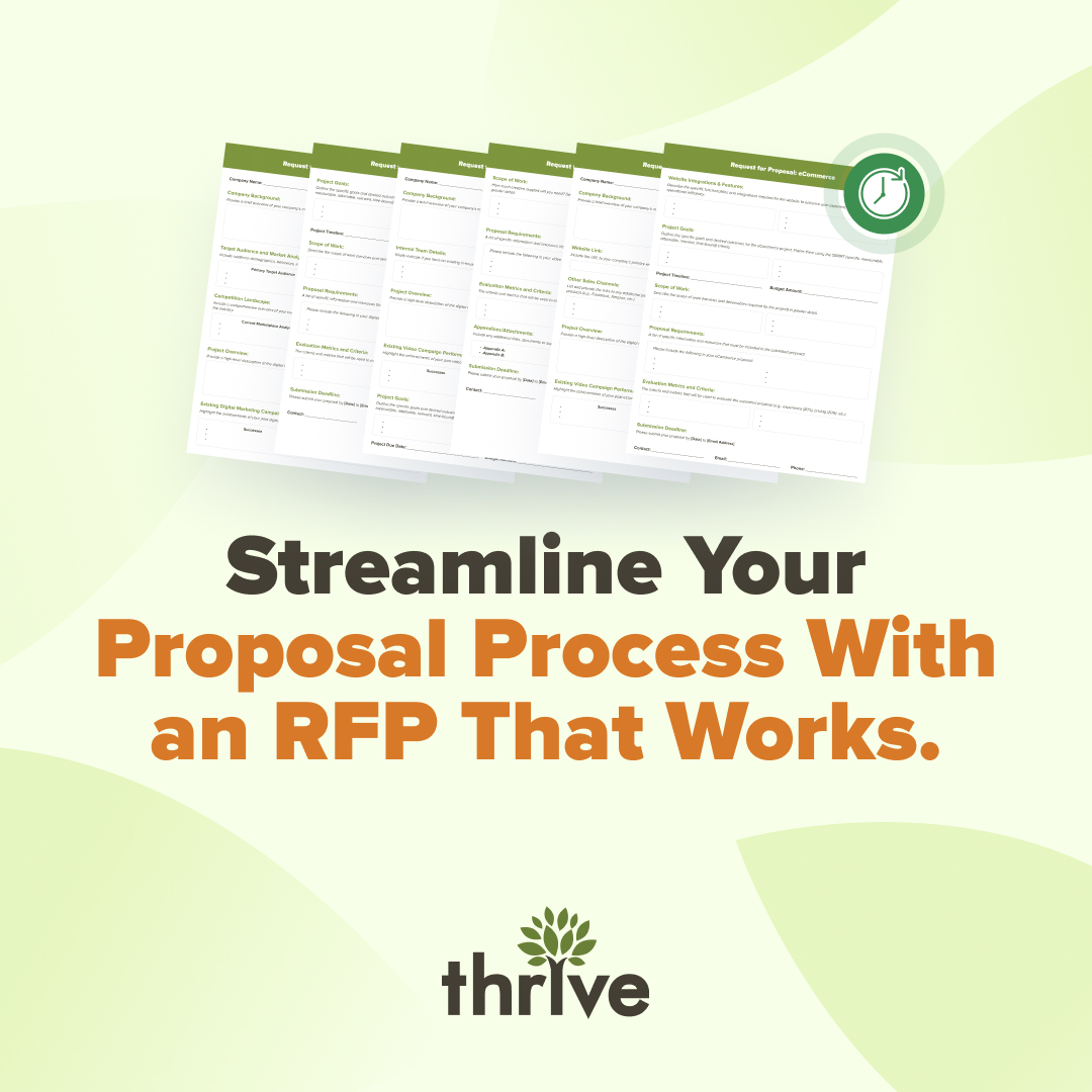 A clear request for proposal (RFP) saves time and sets your projects up for success. 📄 Start strong with Thrive’s free templates, designed to simplify the process and showcase your goals. Download now: thriveagency.com/digital-market…

#ThriveAgency