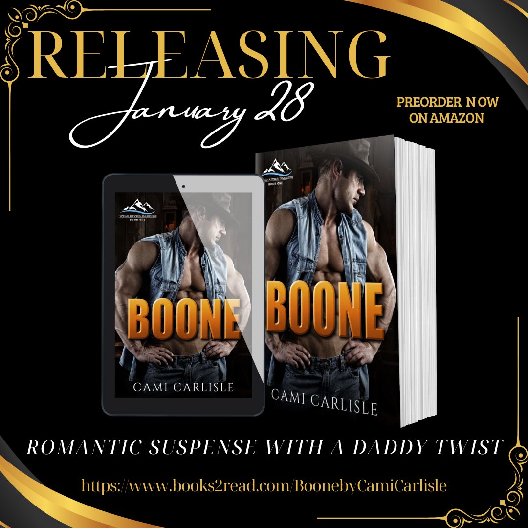 carlisle_cami's tweet photo. BOONE
Wild River Ranch, Book 1
Coming January 28!
https://t.co/E0jLVIqpB0
Preorder on Amazon/KU
#SpicyRomance #romanticsuspense #daddydom #spicybooktok #mustread #booklovers #WildRiverRanch #CamiCarlisle #SteamyRomanceBooks #Romancebook #amreadingromance #steamyreads #Spanking #KinkyRomance #readingForPleasure #AgeGap #EroticRomance #BDSMRomance #DDlg #Daddy #DaddyDom #Ku