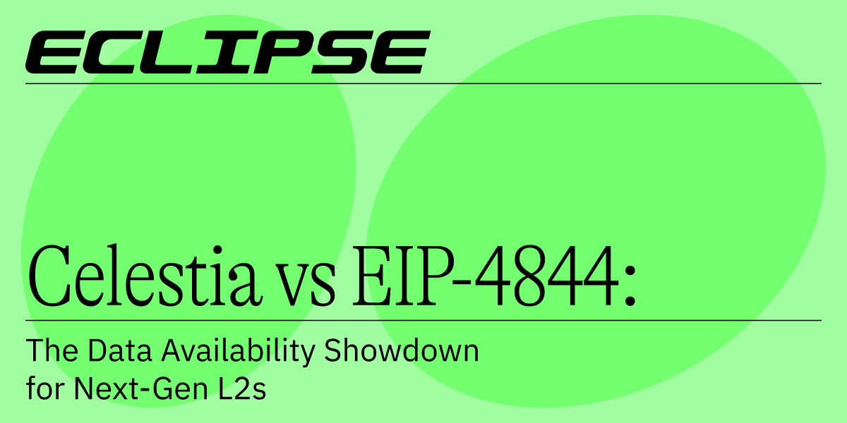 Why does Eclipse use @Celestia?

The Eclipse Research Team breaks down exactly why Celestia is the perfect DA layer for a high-throughput chain like Eclipse in their latest blog. Tap in. 👇

eclipse.xyz/articles/celes…