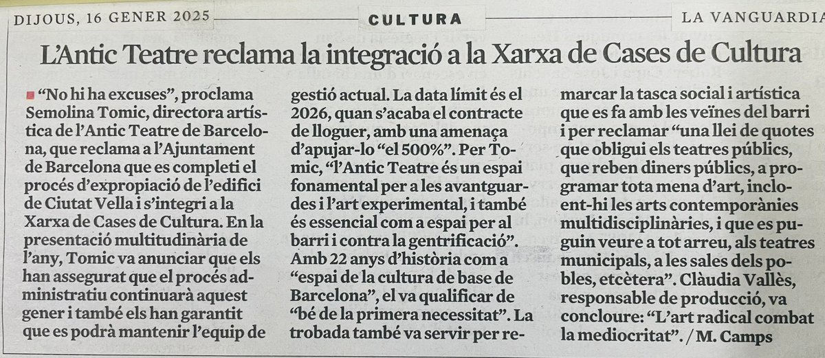 Estem feliços de com va anar la nostra roda de premsa anual 15/1.
Moltes gràcies a tots els qui van acudir a l’acte.

Seguim atentament els propers passos a l’execució de l’expropiació acordada definitivament.

Això s’ha aconseguit amb molt d’esforç i gràcies també a vosaltres!