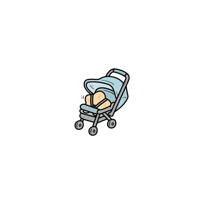 ベビーカーに乗るヒトデの赤ちゃん 