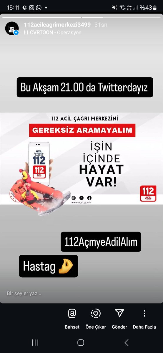 Sn Bakanım hayat kurtarmak için saniyelerle yarışmak isteyen ÇMH mezunlarına 4bin alım müjdesini vererek 112 AÇMde gerekli personel eksikliği giderilsin
#112AçmyeAdilAlım
<a href="/TARIKBAHADIR43/">Tarık BAHADIR</a>
<a href="/RTErdogan/">Recep Tayyip Erdoğan</a> <a href="/AliYerlikaya/">Ali Yerlikaya</a> <a href="/memetsimsek/">Mehmet Simsek</a> <a href="/ergunyolcu/">Prof.Dr.Ergün Yolcu</a> <a href="/TC_icisleri/">T.C. İçişleri Bakanlığı</a> <a href="/NedimAkmese/">Nedim Akmeşe</a> <a href="/turanbulent/">Bülent TURAN</a>