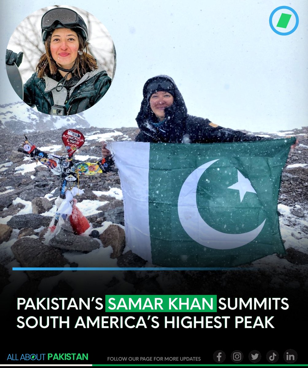 Aboutpakistan90's tweet photo. Pakistani adventurer Samar Khan successfully scaled Mount Aconcagua, the highest peak in South America, standing at 6,961 meters (22,837 feet).
@SKhanAthlete
#Pakistan #SamarKhan #Islamabad #Mountainer #MountAconcagua #Explore #adventure #Travel #Summits https://t.co/htLRpL8JcA