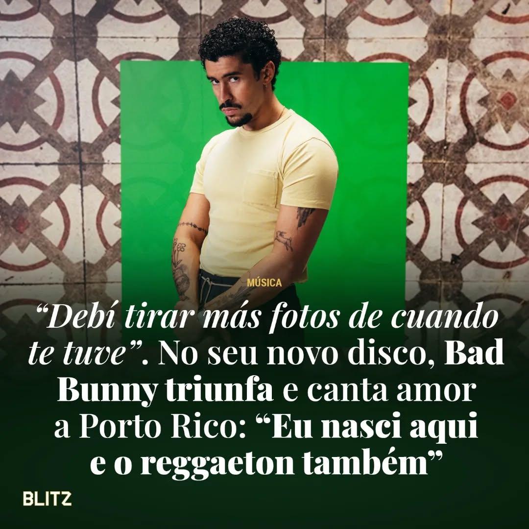 Orgulho e propriedade. Em “Debí Tirar Más Fotos”, o seu novo disco tão pessoal quanto político, Bad Bunny faz uma declaração de amor a Porto Rico. Leia na BLITZ a crítica ao disco que está a fazer furor: expresso.pt/blitz/2025-01-…

📷 Divulgação