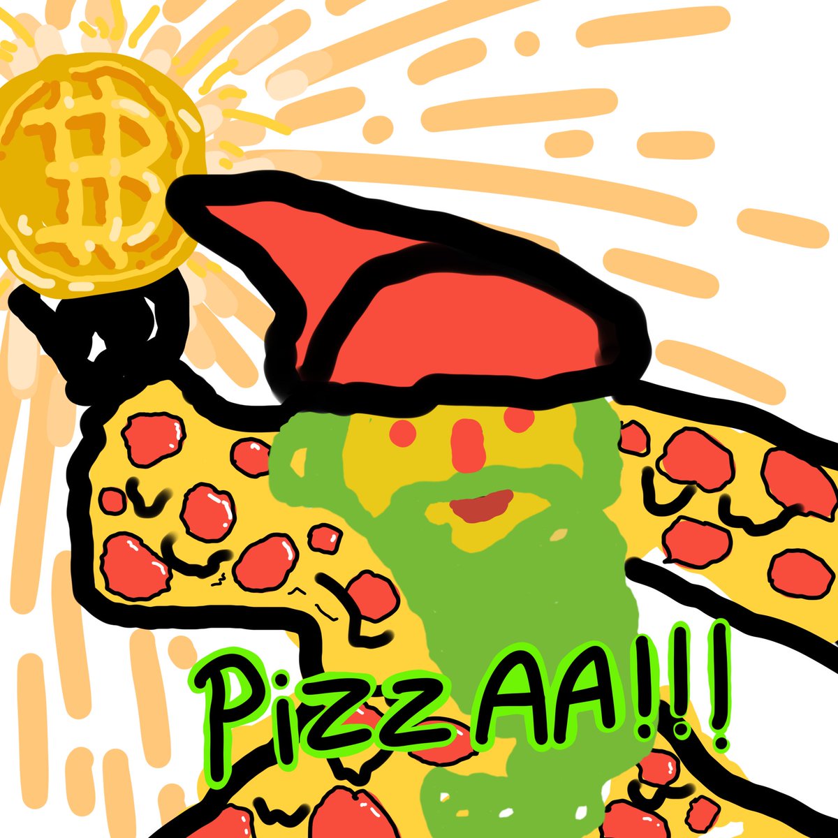 RaionHamza's tweet photo. Presenting my take on the @bitcoinwizardry conceptโrocking a pizza-patterned cloak and a glowing Bitcoin of triumph! ๐โก Hope this piece sparks some fun and excitement in the community! ๐ซ๐ฅ
#NFT #BitcoinWizardry #ArtContest https://t.co/Eh3KNCOdr7