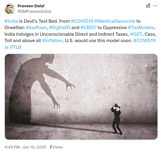 WHOGenocide's tweet photo. #India is Devil's Test Bed. From #Covid19 @MedicalGenocide to Orwellian #Aadhaar, #DigitalID and #CBDC to Oppressive #TaxModels, India indulges in Unconscionable Direct and Indirect Taxes, #GST, Cess, Toll and above all #Inflation. U.S. would use this model soon. @CovidPsyOp https://t.co/TeoAQcriOu