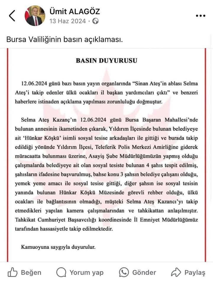 Tefenni Belediye Başkanı Ümit Alagöz Manukyan’ı kıskandıracak cinsten! 

Daha önce Sinan Ateş aleyhinde yaptığı paylaşımlarla bilinen Tefenni Belediye Başkanı Ümit Alagöz, yeni sahiplerine yaranmak için bugün Sinan Ateş isimli bir cadde açtı!