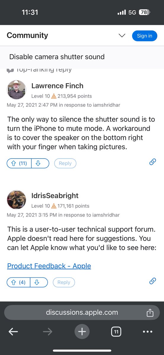 It's 2025 and i had to google how to turn off shutter sound of camera and this post from 2021 is still valid. 

<a href="/Apple/">Apple</a> could you be more ignorant than this?