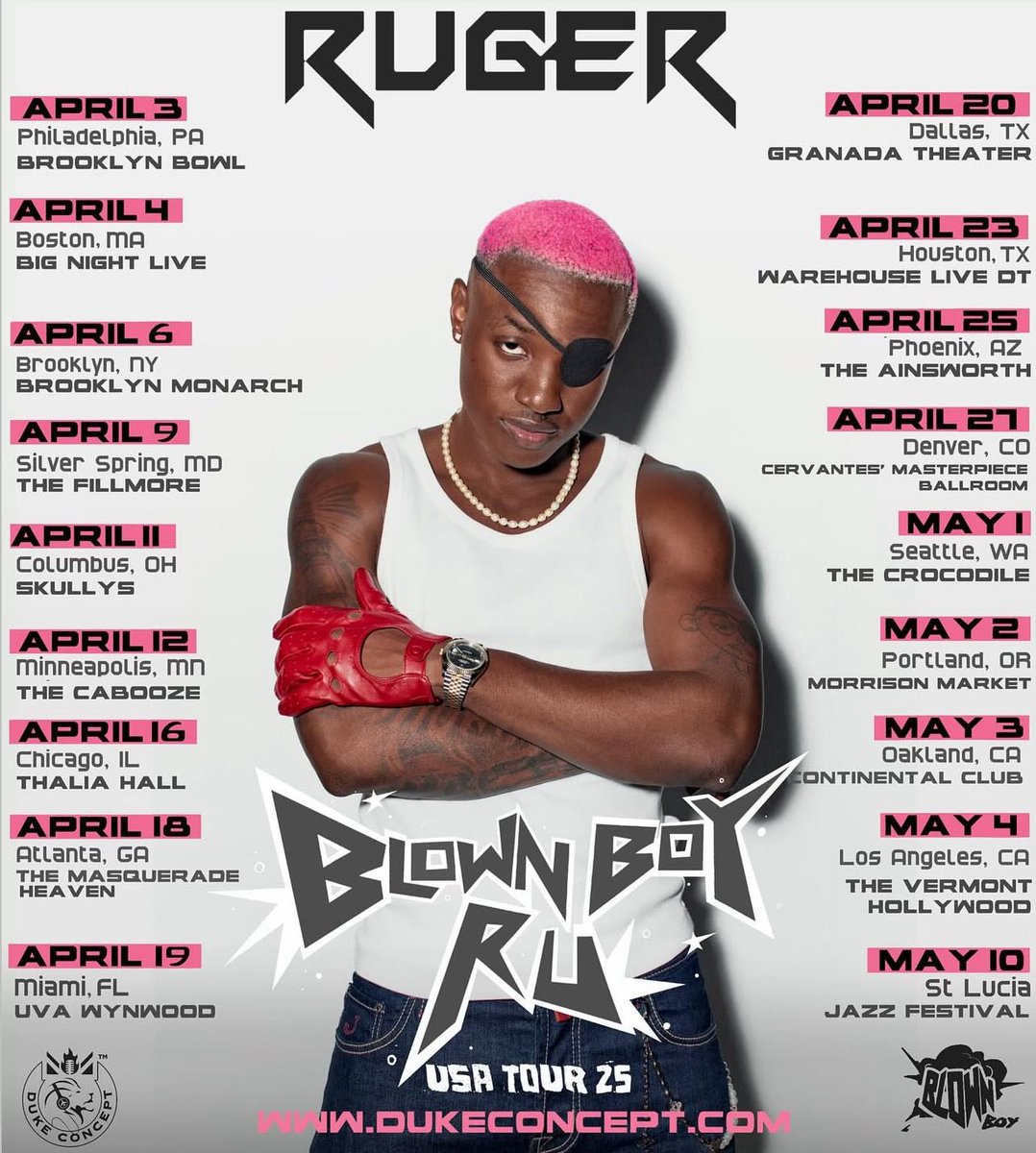 AdeBlownBoy's tweet photo. Ruger announced his US 🇺🇸 tour already! 18 cities and more to join! 

When you’re big you’re big Abeg! 😂♥️! BlownBoyRu! 🏴‍☠️🏴‍☠️ https://t.co/52K8QAxzmg