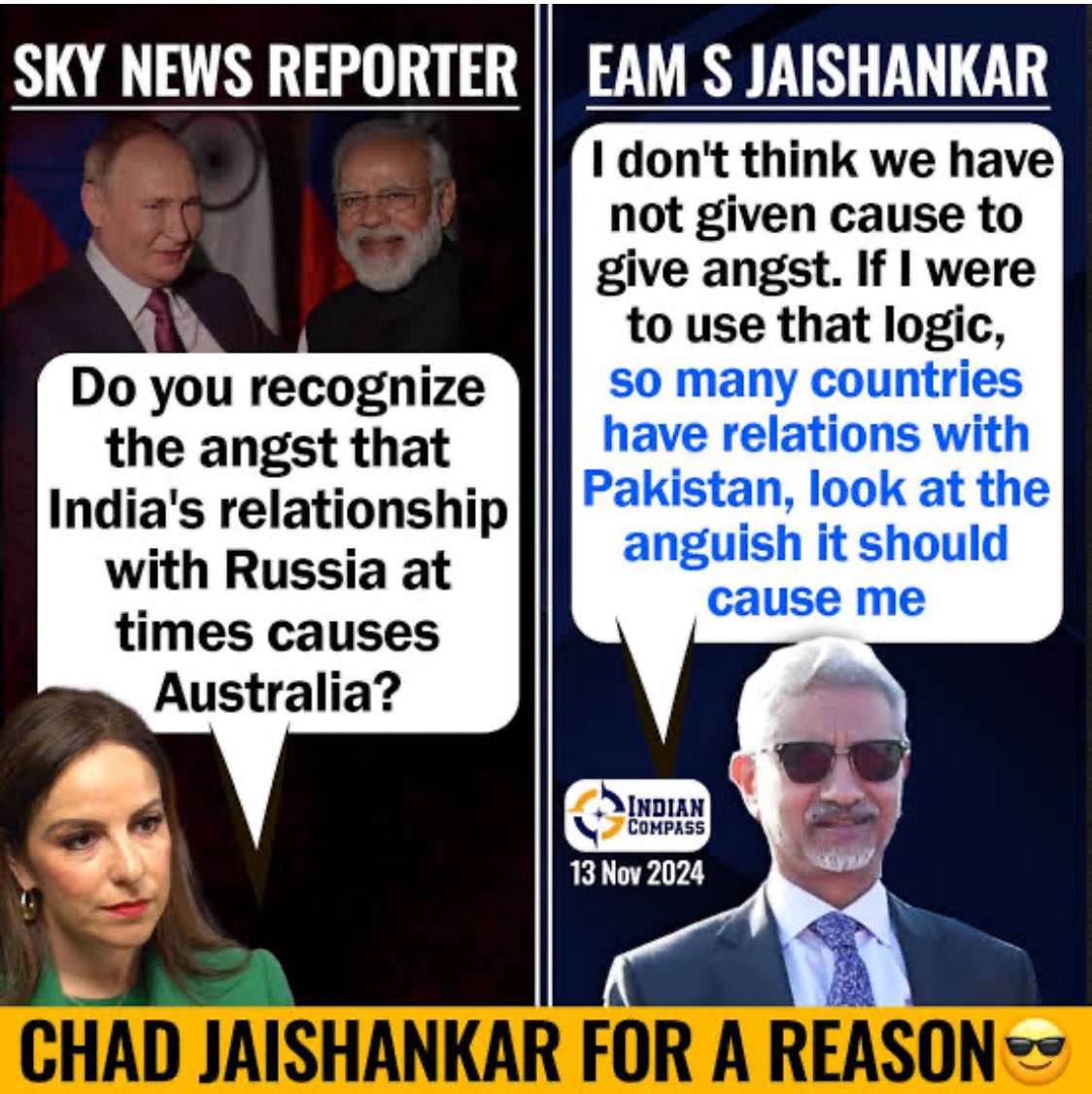 pallavict's tweet image. India’s foreign policy is decided by Indian interests 

If India finds Russian crude oil cheaper, than India will buy it without using dollar as currency &amp;amp; then refine it &amp;amp; sell it to Europe 

Modiji is a pucca Amdavadi 😂😂

#IndiaRussiaFriendship 👍👍