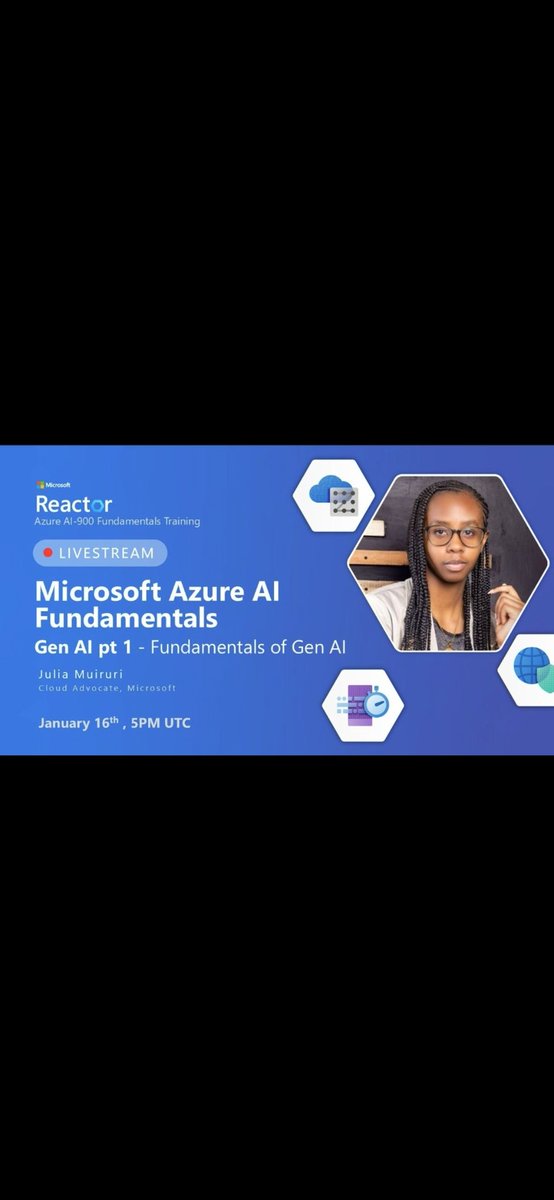 Vi_brant_'s tweet photo. Great session on Microsoft Azure AI Fundamentals by @juliamuiruri4 
Really learned a lot from her.🥳🥳🔥.. https://t.co/qzCny2JCJQ
