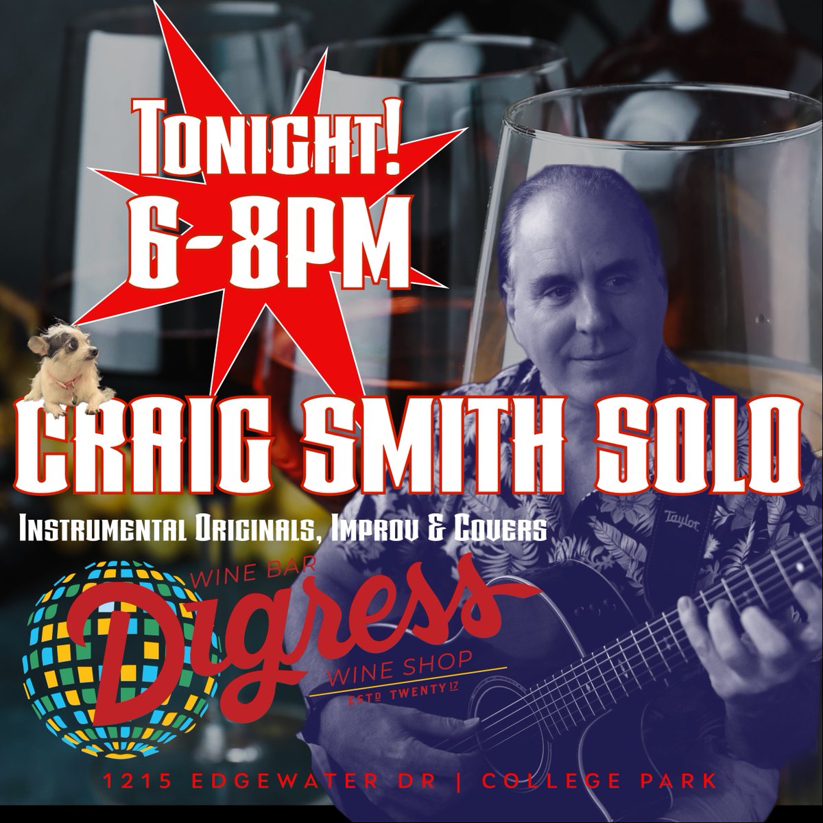Lifein12K's tweet photo. Tonight! Round 2 @Digresswine 6-8? 🎸💥🤘🍷❤️🔥 Also, Ciavolich Abruzzo Cellar Wine Tasting happening at the same time. 

#SoloGuitar #AcousticGuitar #TaylorGuitars #GuitaristsofInstagram #wine #CollegePark #Giglife https://t.co/NKe7uOFYIw