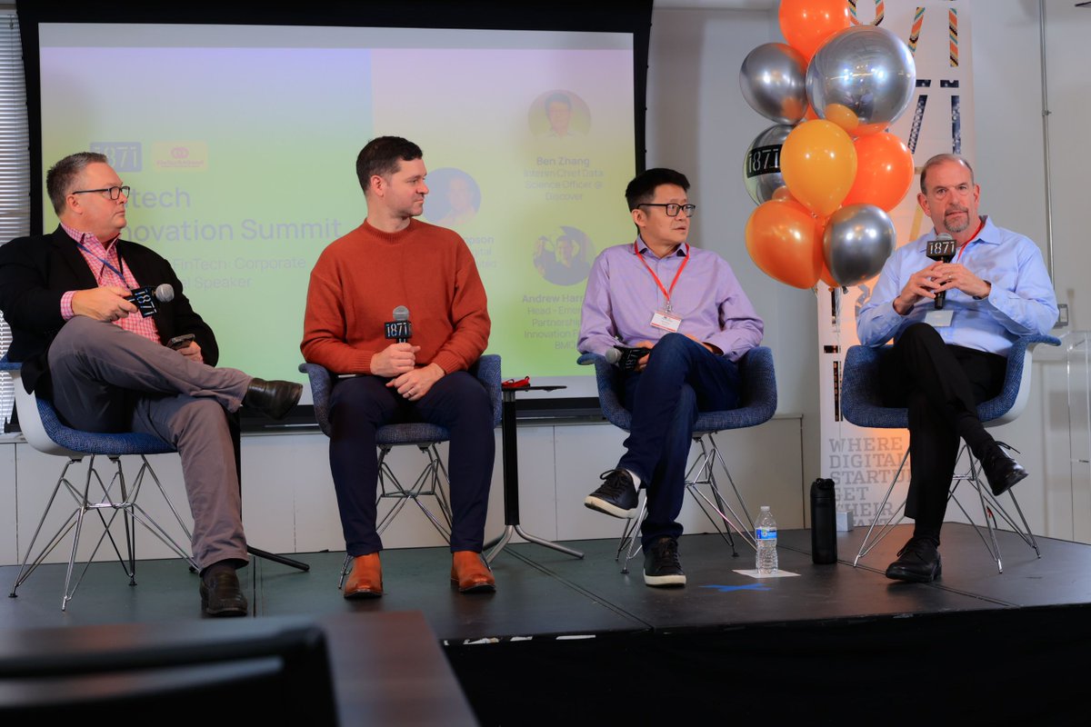 1871tech's tweet photo. Kicking off the FinTech Innovation Summit! The day commenced with remarks from 1871 CEO @BetsyZEO, fireside chats with @united, @Discover, and @BMO_US, and the FinTech Cohort Pitch Finale ☀️!

#1871Tech #1871Chicago #FinTechInnovationSummit https://t.co/XxGCYgIsAM
