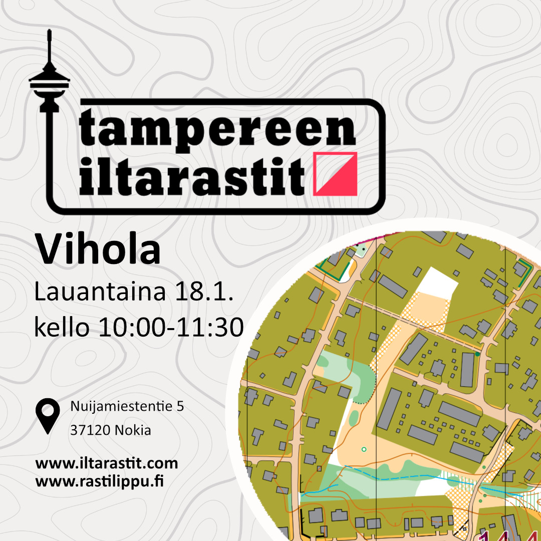 Ensi lauantaina suunnistetaan Nokialla Viholassa. 

📌Kartanmyynti Nokian Citymarketin parkkipaikan lounaiskulmassa lähellä Rinki-ekopistettä (Nuijamiestentie 5) 
🏃‍♂️Lähdöt: 10.00-11.30
🗺Radat: 3km, 5km, 7km

iltarastit.com