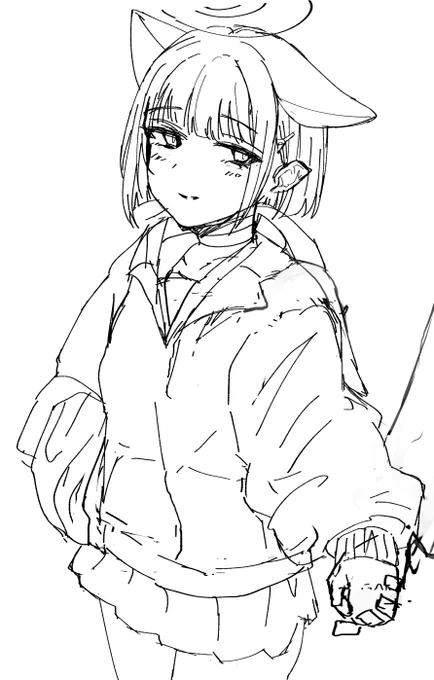 病み上がりで漸く絵描ける様になってきたからカズサのラフ描いてた… 取り合えず寝ます 